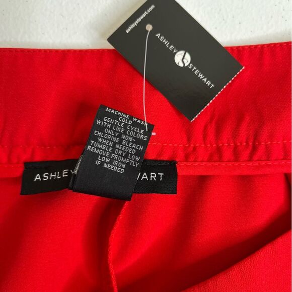 NWT Ashley Stewart Pintuck Wide Leg Red Palazzo Pants High Rise Pockets Women 18 - Picture 8 of 14